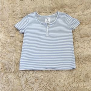 GAP teens light blue and white striped shirt